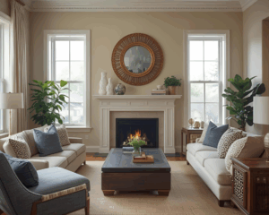 Clean cozy living room